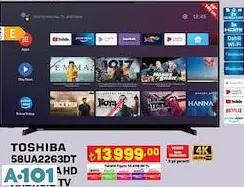 TOSHİBA 58UA2063DT 58 ULTRA HD ANDROİD SMART LED TV AKILLI TELEVİZYON